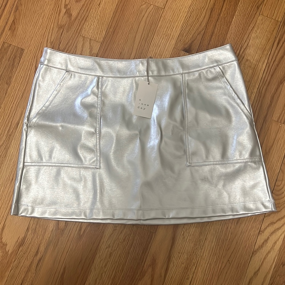 Silver Pleather Mini Skirt